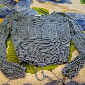Tularosa Light Blue Crochet Sweater S